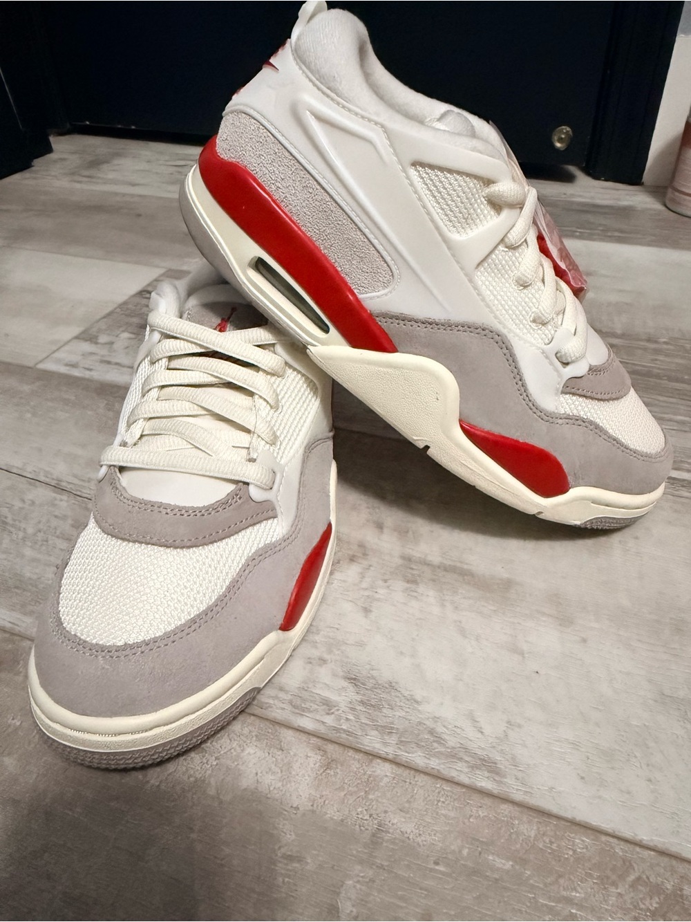 Jordan Kids White/Gray/Red Retro-Inspired Sneakers